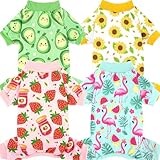 XPUDAC 4 Pack Dog Pajamas for Small Dogs Cats Plaid Dog Clothes Puppy Onesies Pet Christmas Pajamas Puppy Jumpsuits Pet Pjs Shirt Apparel, S