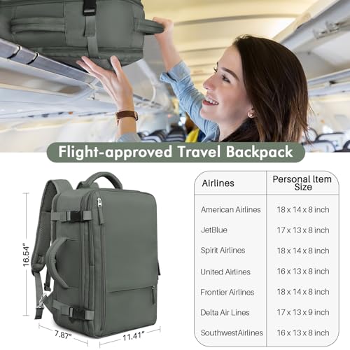 undefined Rinlist Travel Backpack For Women Men Flight Approved, Carry-on Backpack Bag Luggage, Personal Item Backpack Bag, Laptop Backpack Casual Daypack, Travel Essentials Must Haves, Olive-green の商品画像 3
