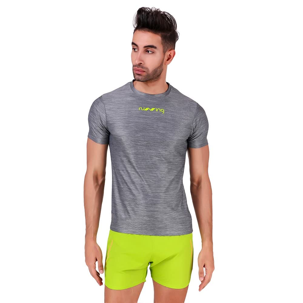 Nivia Hydra-4 Digi Men's Melange Round T-Shirt (Grey, XS)