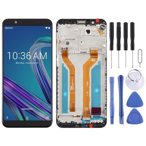 QING BO �X�y�A�p�[�c for ASUS ZenFone Max Pro M1 ZB601KL ZB602KL �I���W�i�� LCD �X�N���[���f�W�^�C�U�[�t���A�Z���u���i�t���[���t���j �g�ѓd�b�A�N�Z�T���[