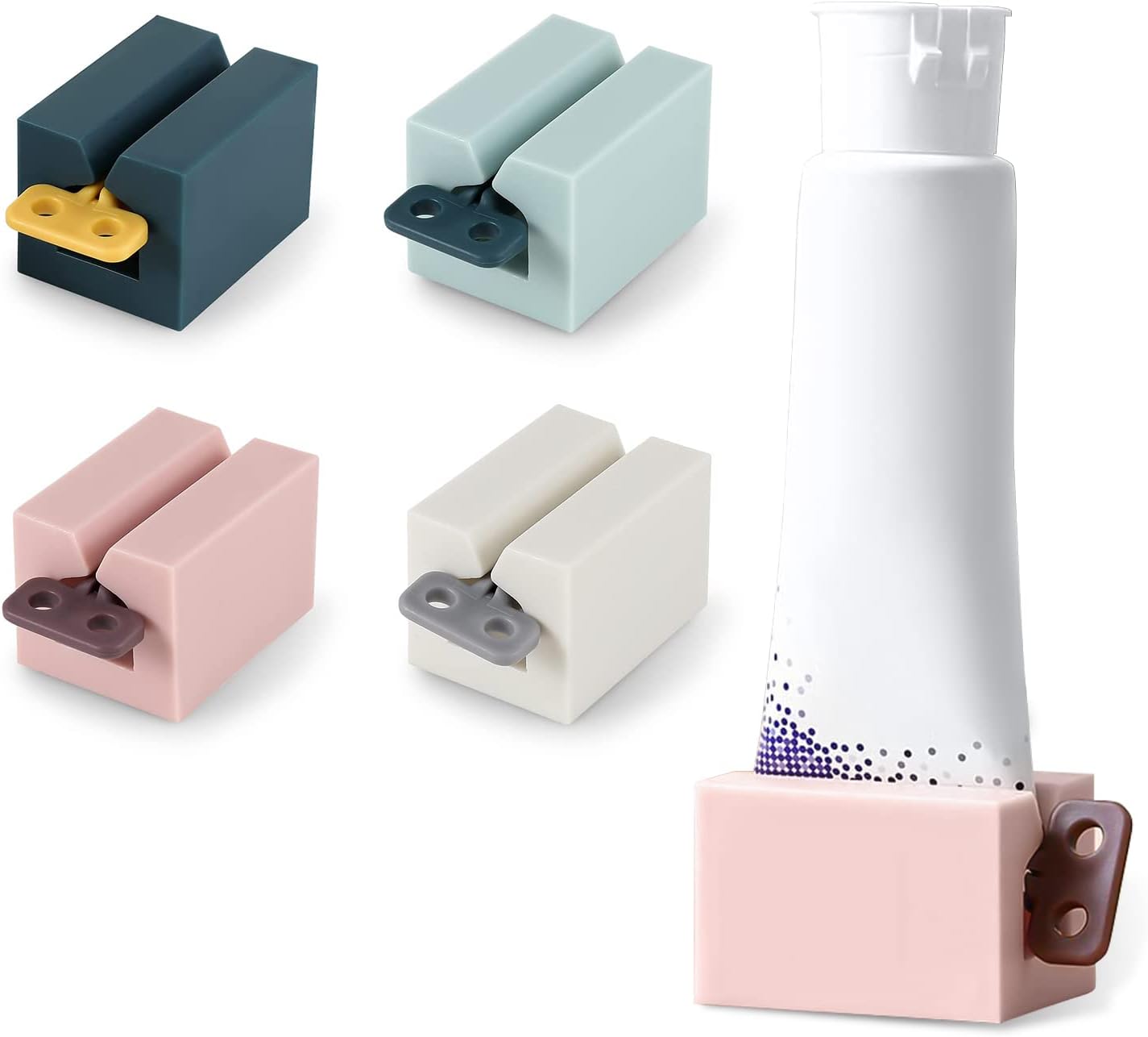 Dadop Toothpaste Squeezer,Rolling Tube Toothpaste Dispenser,4 Pcs Tube