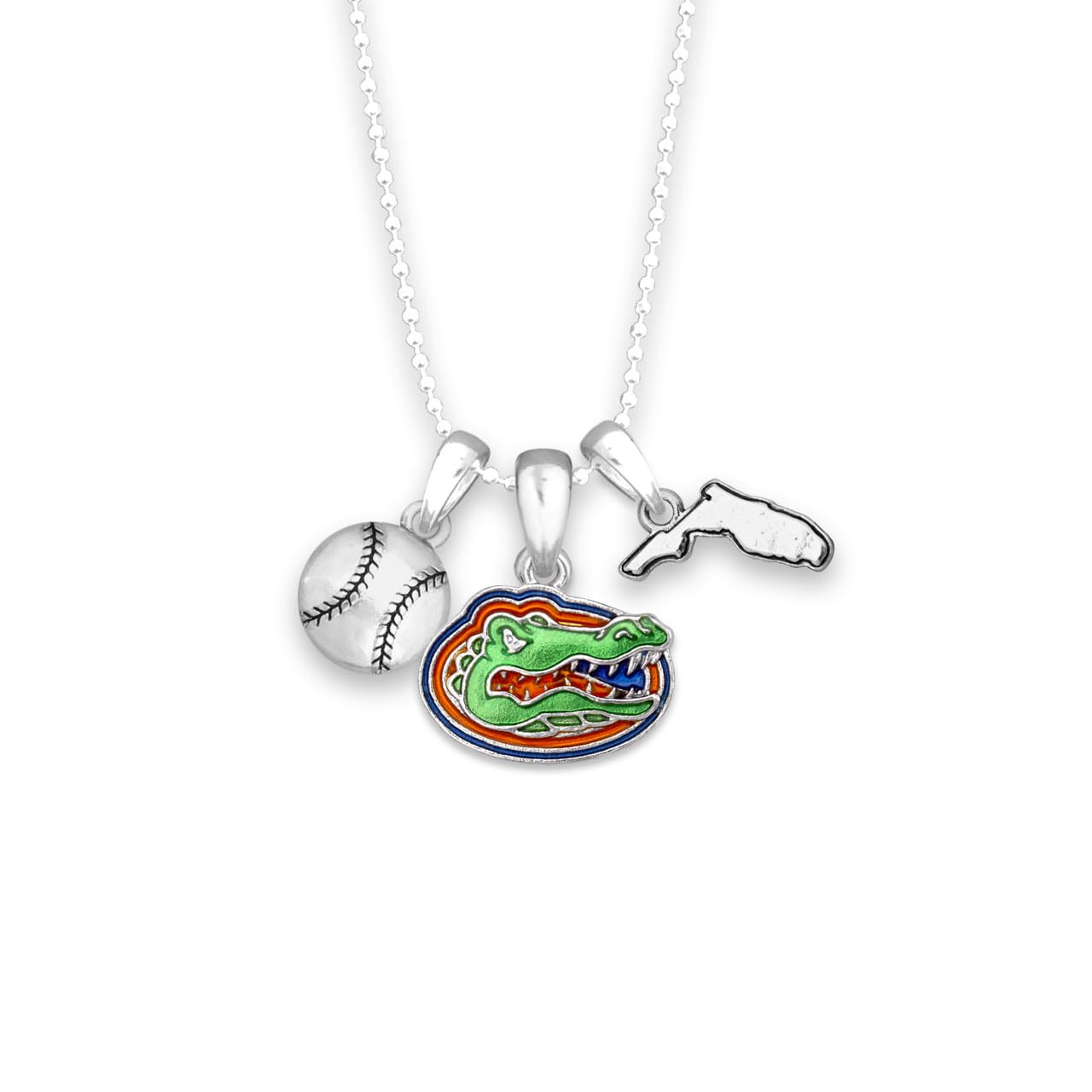 From the Heart Florida Gators Baseball Accent Charm Team Traditions Necklace with Team Color Logo, Baseball and State Accent Charm Officially Licensed Jewelry Fan UF
