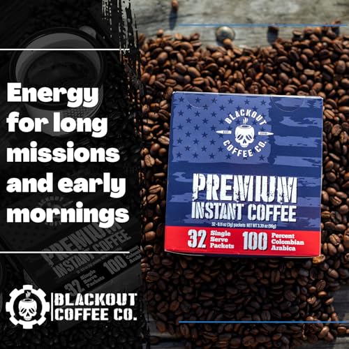 Blackout Coffee Colombian Arabica Instant Coffee – Medium Roast, Strong Aromatic, Single Serve Packets – Premium Quality 32 Count. - Thumbnail 7