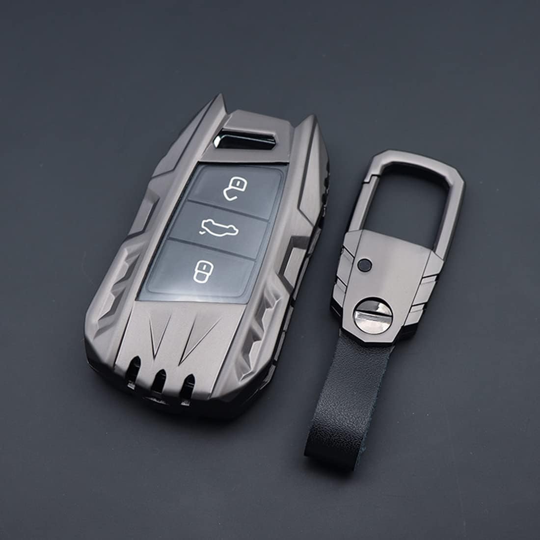 Zinc Alloy Smart Car Key Fob Case Cover Holder for Volkswagen VW Passat Tiguan Atlas Golf Alltrack With Keychain
