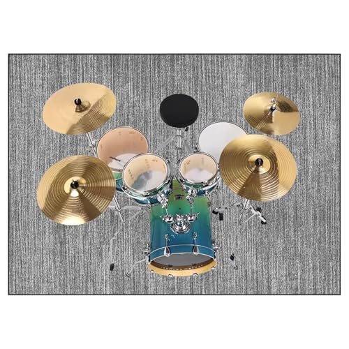 Laegnfho Drum Teppich, Schlagzeugteppich, Schlagzeugteppich rutschfeste, Trommel Teppiche Elektronisches Schlagzeug Antivibrationsmatten, Professionelle Schallschutzmatte 120 x 70 cm