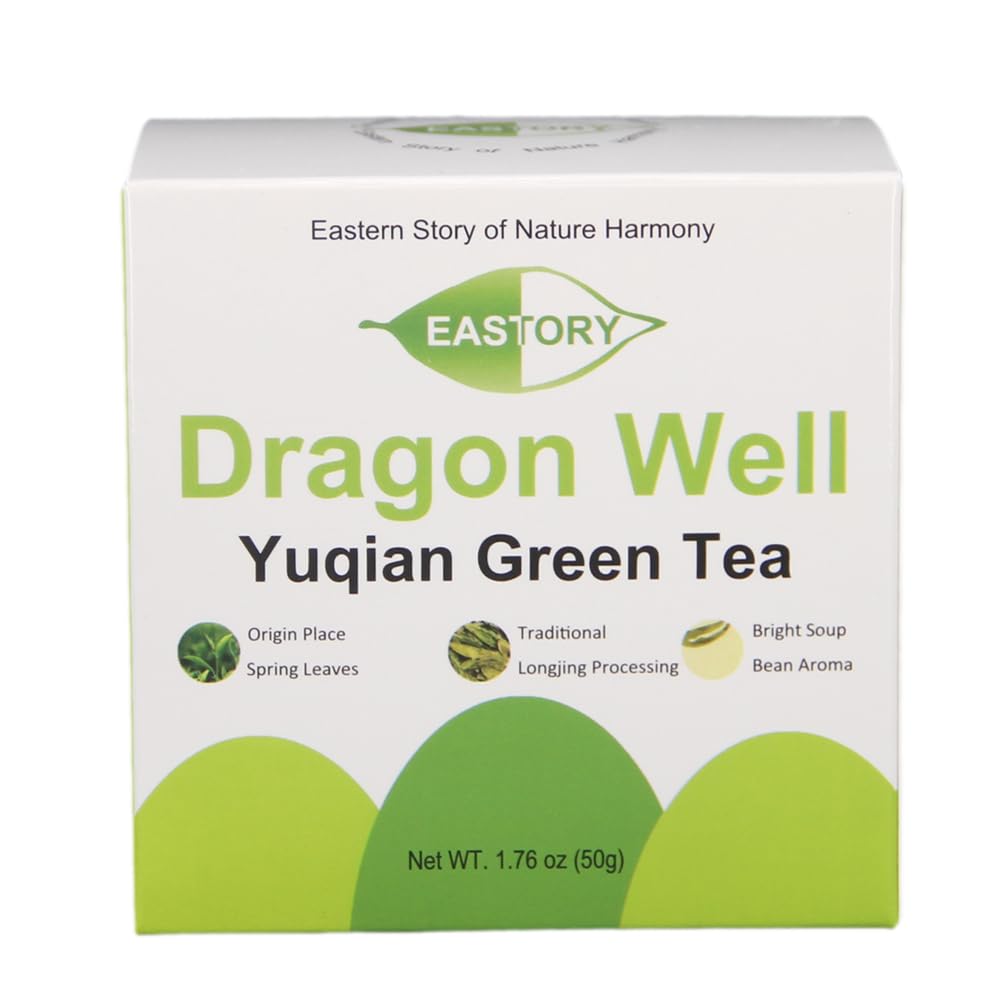 EASTORY Dragon Well Loose Leaf Green Tea, Chinese Yuqian Long Jing Tea leaves, 1.76 oz (50g), Bean Aroma, Traditionally made, Authentic Longjing