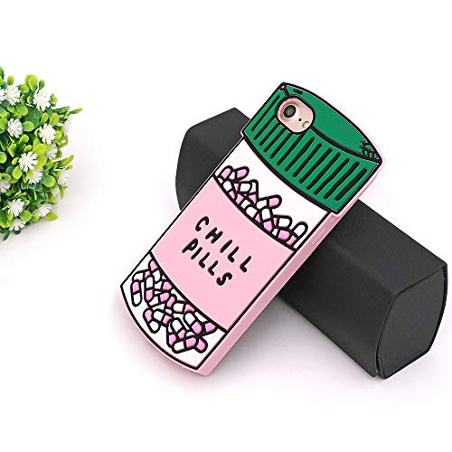 Yonocosta Cute Iphone Se 2022 Case, Chill Pills Iphone Se 2020 Case, Iphone 7 Case, Iphone 8 Case, Iphone 6 Case, Iphone 6S Case, Capsule Bottle Funny 3D Cartoon Soft Silicone Case Shockproof Cover #TOP6