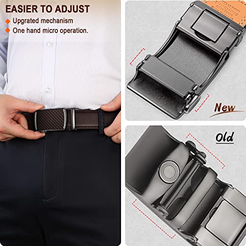 Image of BULLIANT Men's 2-Pack Ratchet Leather Belt Trimmable 1 3 /8 inch-Gift Boxed