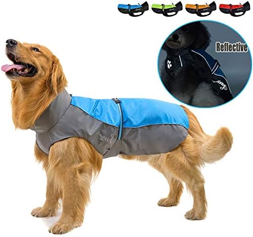 Ranphy Waterproof Dog Raincoat for Medium Large dogs Reflective Adjustable Breathable Jackets Mesh Poncho Clothes Outdoor Sports Pet Vest Coat Labrador Rainwear with High Neckline Collar Green 3XL