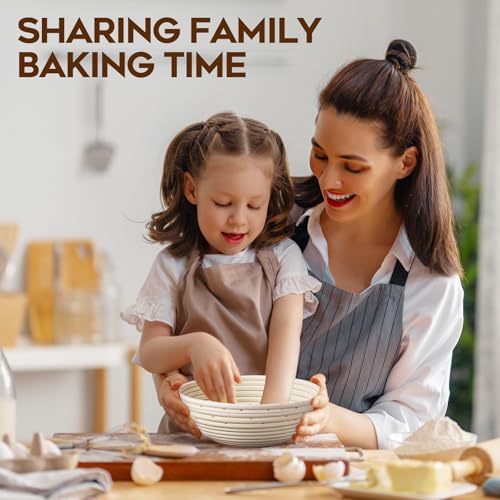 Image of Dimpola Banneton Proofing Basket for Sourdough Bread, Handmade & Natural Rattan - Round Dough Rising Basket for Baking - Perfect for Artisan Breads (Round of 2 Gift Set)