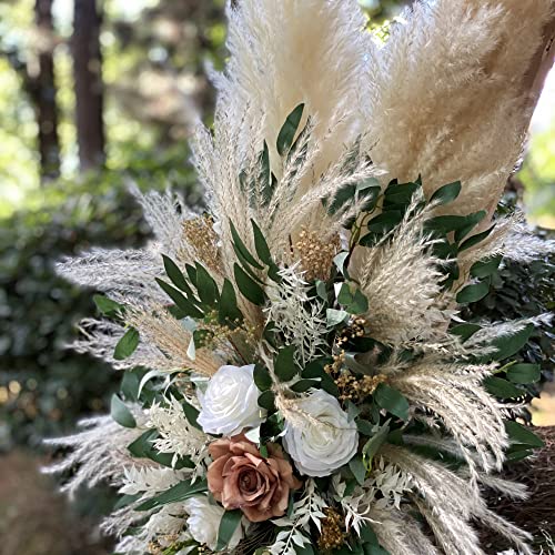 Yobeki Boho Decor, Rustic Wedding, Rose Arch Arrangement/Artificial Flowers, Pampas Arch Arrangement/Wedding Arrangement #TOP1