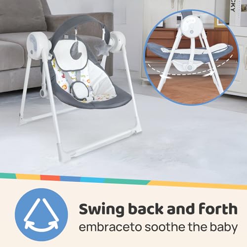 Baby Swing SpaceSaver Ultra-Compact Foldable Infant Swing (Fits in 5.3" Gaps!) 6 Speed Modes | Portable Newborn Swing for Travel/Car/Picnic (0-6M, 6-20lbs) - Image 6