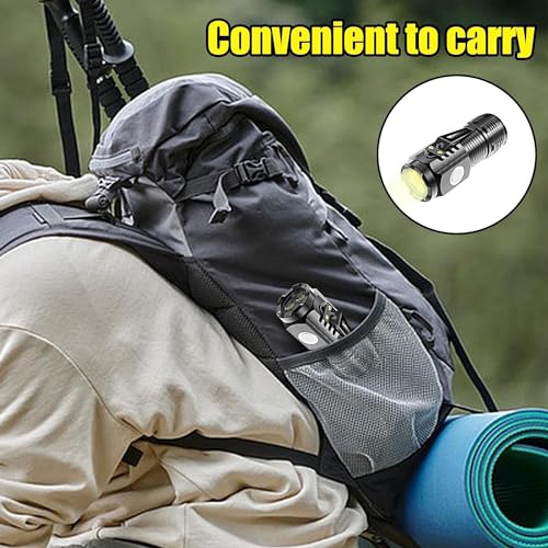 Image of Small Powerful Portable Clip Flashlight, Waterproof Mini Three-Eye LED Searchlight, High-Lumen Built-in Lithium Battery, Strong Magnetic Metal Surface, Suitable for Camping, Hiking, Emergency