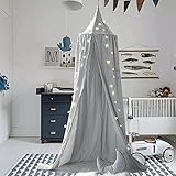 M&M Mymoon Bed Canopy Reading Nook Tent Dome Mosquito Net Hanging Decoration Indoor Game House for Baby Kids (Grey)