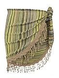 ZAFUL Fringe Striped Bathing Suit Cover Ups for Women Semi-Sheer Knit Coverups Textured Beach Wraps Skirts for Swim 5-Boho Green