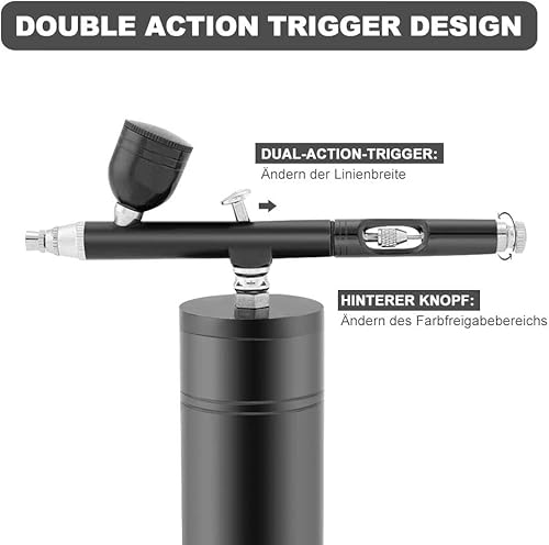 Miniatura 5 de Ejoyous Mini kit de aerógrafo, 0.m negro portátil de doble acción, pincel de aire de pintura, kit de pintura en aerosol, herramienta profesional de