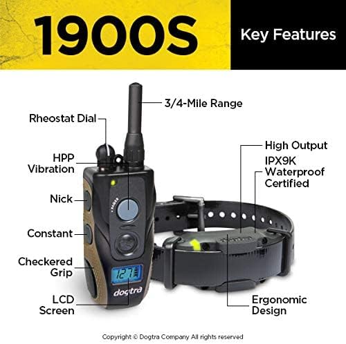 Dogtra 1900S E Collar - 3/4 Mile Remote Trainer with LCD Screen - Fully Waterproof Collar - Bonus Imprinted eOutletDeals Collapsible Pet Travel Bowl