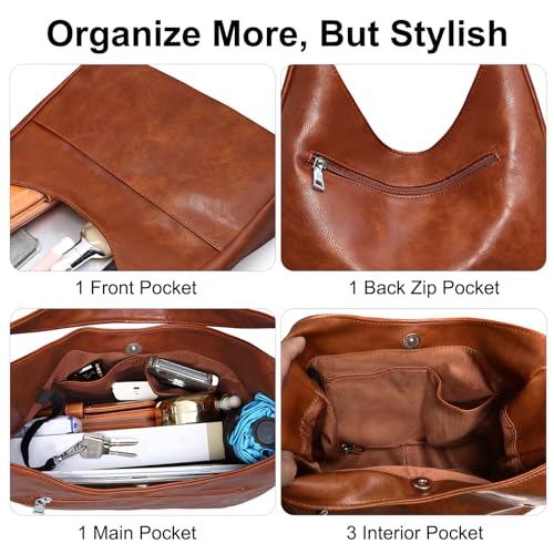 Hobo Bag Brown Vegan Leather