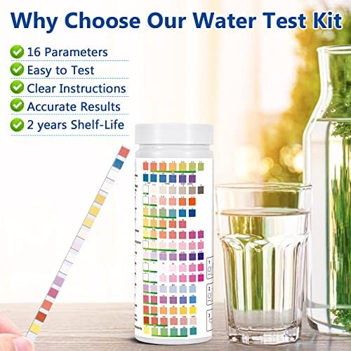 Drinking Water Test Kit, 16 IN 1 Water Testing Kits for Drinking Water, Home Water Quality Test 100PCS Lead Test Kit for Hardness PH Chlorine Nitrate Nitrite Iron Copper Manganese Mercury & More