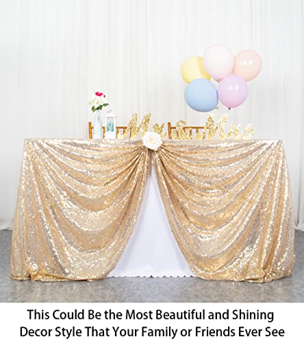 Sequin Tablecloth 90X132-Inch Light Gold Rectangle Table Cloth Glitter Table Cover Champagne Gold Tablecloth Decorative Table Overlay Sparkle Holiday Table Linen For Wedding Party Dessert Decoration #TOP3