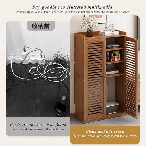 Stylish White WiFi Router Storage Cabinet - Floor Standing Cable Management Box & Wood Heating Cover Shelf for Home Office, 23.2" W x 9.8" D x 26.3" H