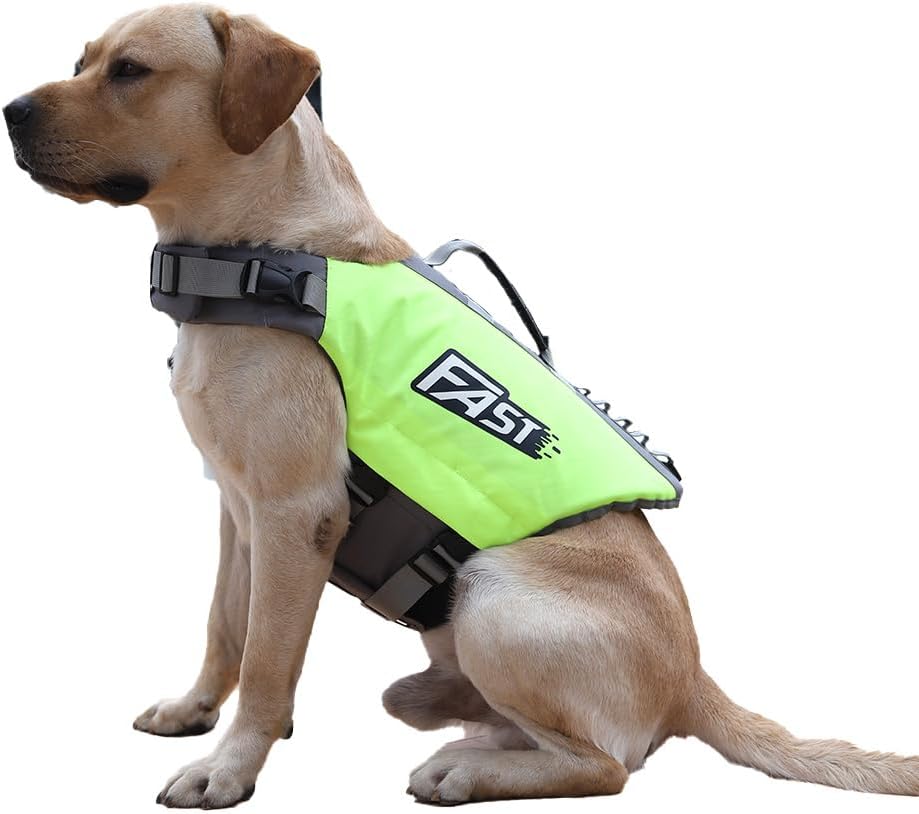 Rip Stop Dog Life Vest, Swimming Vest with Handle, Boat, Pool, Buoyancy for Doggy Puppy, Dog Life Jacket for Swimming & Boating, L, Orange