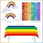 Rainbow Birthday Decorations, 104Pcs Rainbow Party Supplies for Boys and Girls, Colorful Streamers Party Decors Set, Birthday Party Backdrop - Image 5