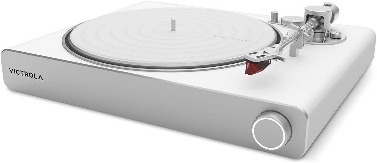 Victrola Stream Carbon - Wi-Fi Streaming 2-Speed Turntable with Bluetooth, Works with Sonos, UPnP Wi-Fi Streaming, Roon Ready Relay, Ortofon 2M Red Cartridge & Carbon Fiber Tonearm (White/Silver)