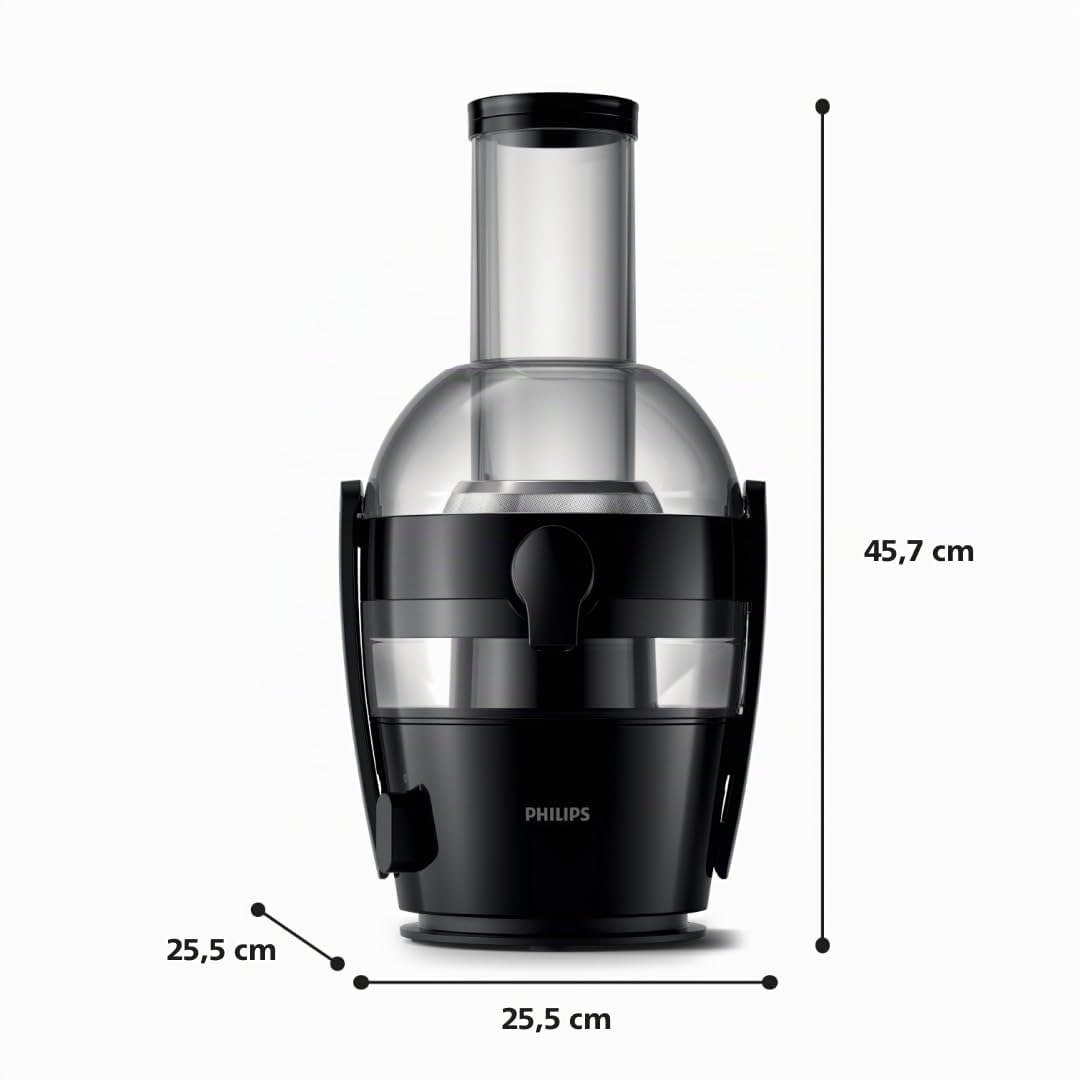Philips Centrifugeuse Série 3000 - Extracteur de Jus avec cheminée XL 75mm, Technologie QuickClean, Capacité 2 L, Puissance 800W, Facile à assembler et rincer, Jus lisse sans pulpe, noir (HR1856/70)