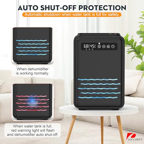 Updated Dehumidifier with Remote Control for Bedroom, 2.8L Water Tank, 75m², Quiet Small Dehumidifier for Basement, Home and Bathroom, Auto Shut Off, 7 Colours LED Light, Black - Image 7