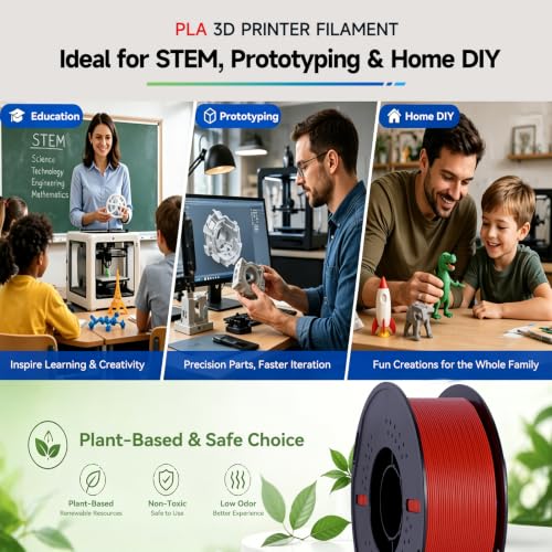 Image of Kingroon PLA 3D Printer Filament,10 Rolls, Dimensional Accuracy + /- 0.03 mm, 10kg Spool(22lbs),1.75 mm,2Green+2Red+2Blue+2Yellow+2Skin