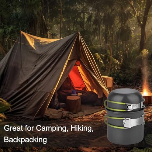 TAFONUP Camping Geschirr Set, Aluminium Camping Töpfe, Outdoor Kochgeschirr, Faltbare Besteck, Picknick Topf, Mini Camping Kochset für Picknick Wandern
