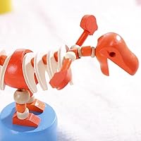 Vista 2 de 2pcs Pulgar de madera Push Puppet Finger Dinosaur con base de prensa de madera