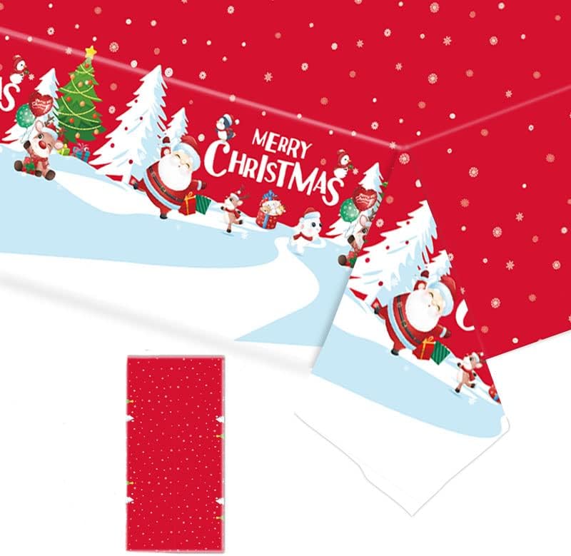ZNDFTW Christmas Table Cloth, 274 x 137 CM Xmas Table Cloth, Large Waterproof Christmas Table Cloth Rectangular for Holiday Table Decorations