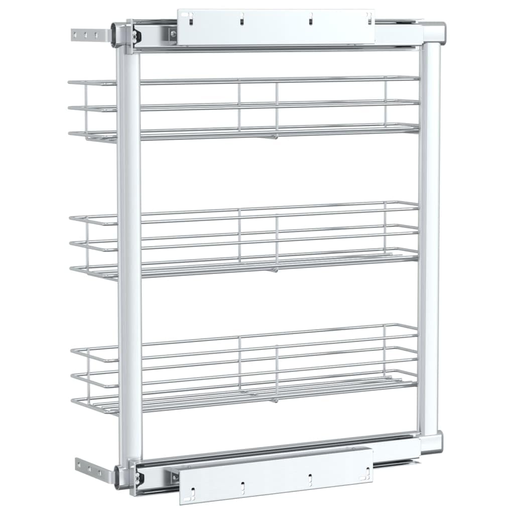 Generisch 3-stufiger Küchen-Drahtkorb Ausziehbar Silbern 47x15,5x55,5 cm,Heim Garten,Küche Esszimmer,Küchenhelfer -utensilien,Küchenorganizer,Küchenutensilienhalter -ablagen-50968