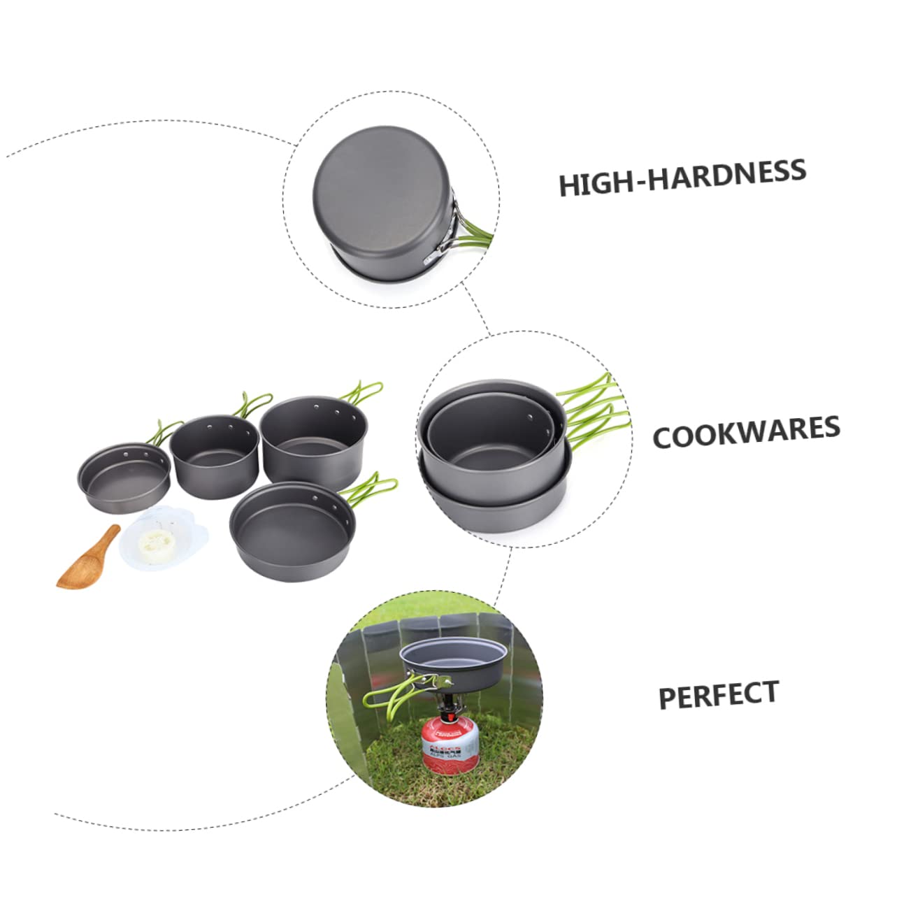 Kisangel Portable Soup Pot 2-3 Person Camping Cookware Collapsible Bowls Cooking Utensils Outdoor Cooking Set