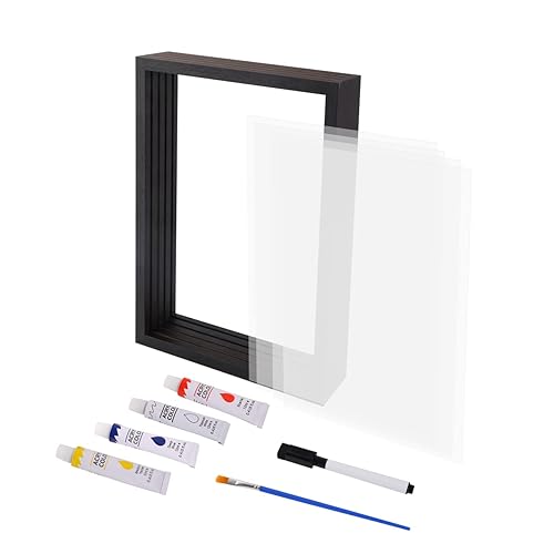 Miniatura 4 de Kit de huellas de manos familiares, marco de madera de recuerdo para manualidades, juego de regalo sin fin, pinturas no tóxicas, hojas transparentes