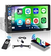 Hikity Autoradio 1 DIN Mit 7 Zoll Touchscreen - Wireless CarPlay & Android Auto