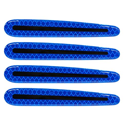 Image of ZYTC 4pcs 3D Super Reflective Stickers Carbon Fiber Strips Car Side Door Edge Bumper Anti-Scratch Protection Guards Trim Stickers Universal (Door Handle Sticker Blue)