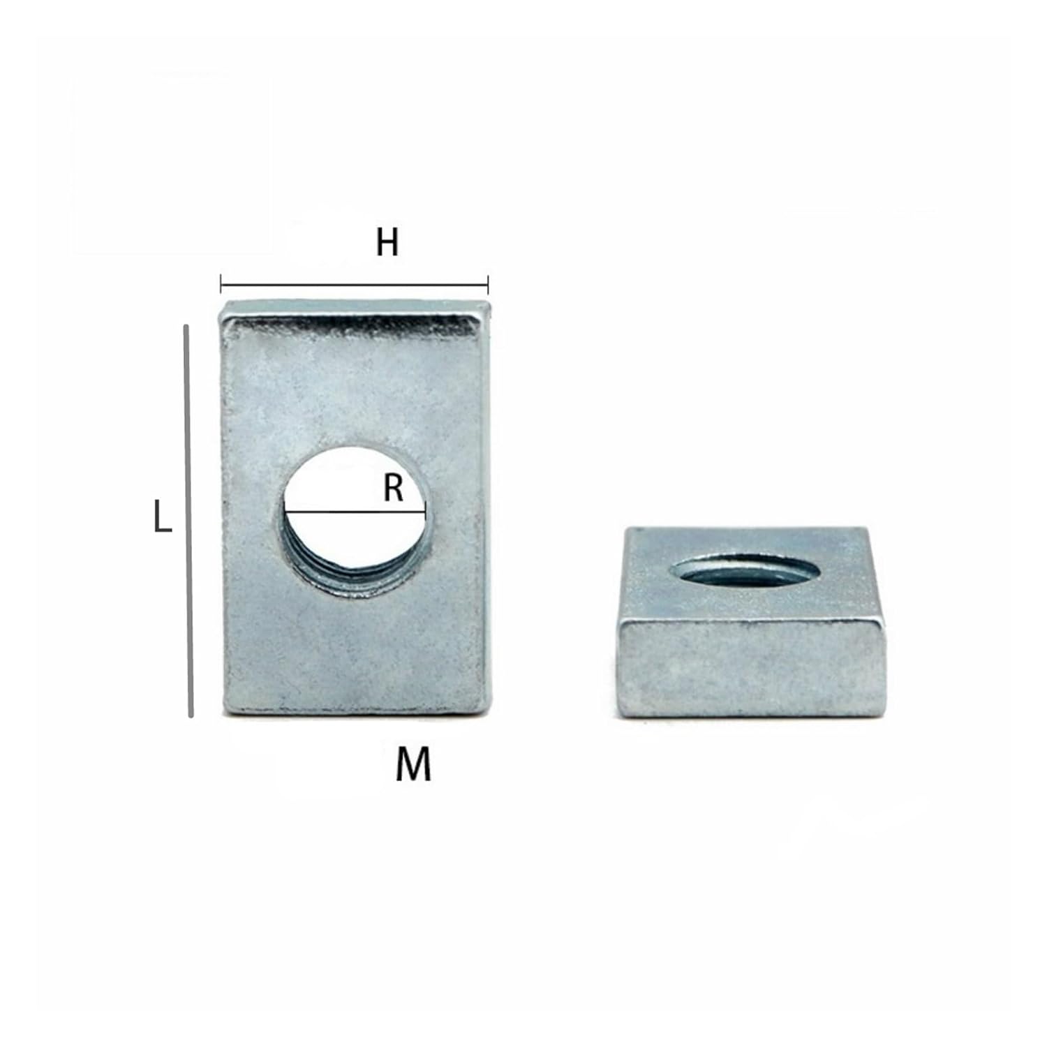 Square Nut M3 M4 M5 M6 M8 M10 Rectangular Nuts Aluminum Profile Accessory Slider Block Thin Carbon Steel Countersunk Nut 10PCS(M6x20x10x3mm)
