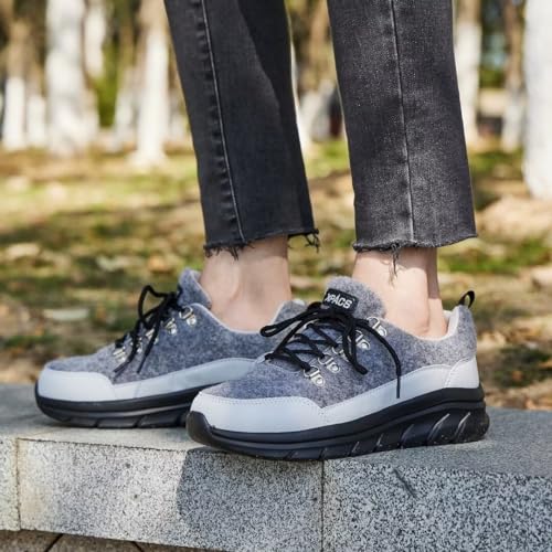 XPACS Womens Comfortable Shoes for Plantar Fasciitis, Orthopedic Shoes with Arch Support for Walking, Casual Soft Sneakers for Walking, High Arch Shoe for Diabetic, Foot Pain Relief, Relaxed Fit Grey