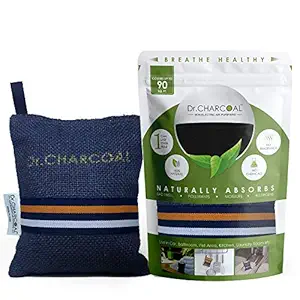 Dr. CHARCOAL Activated Carbon Air Purifier Bag to remove Odor and Moisture from Car, Bathroom and Kitchen - 200 Grams (Modish Neel)