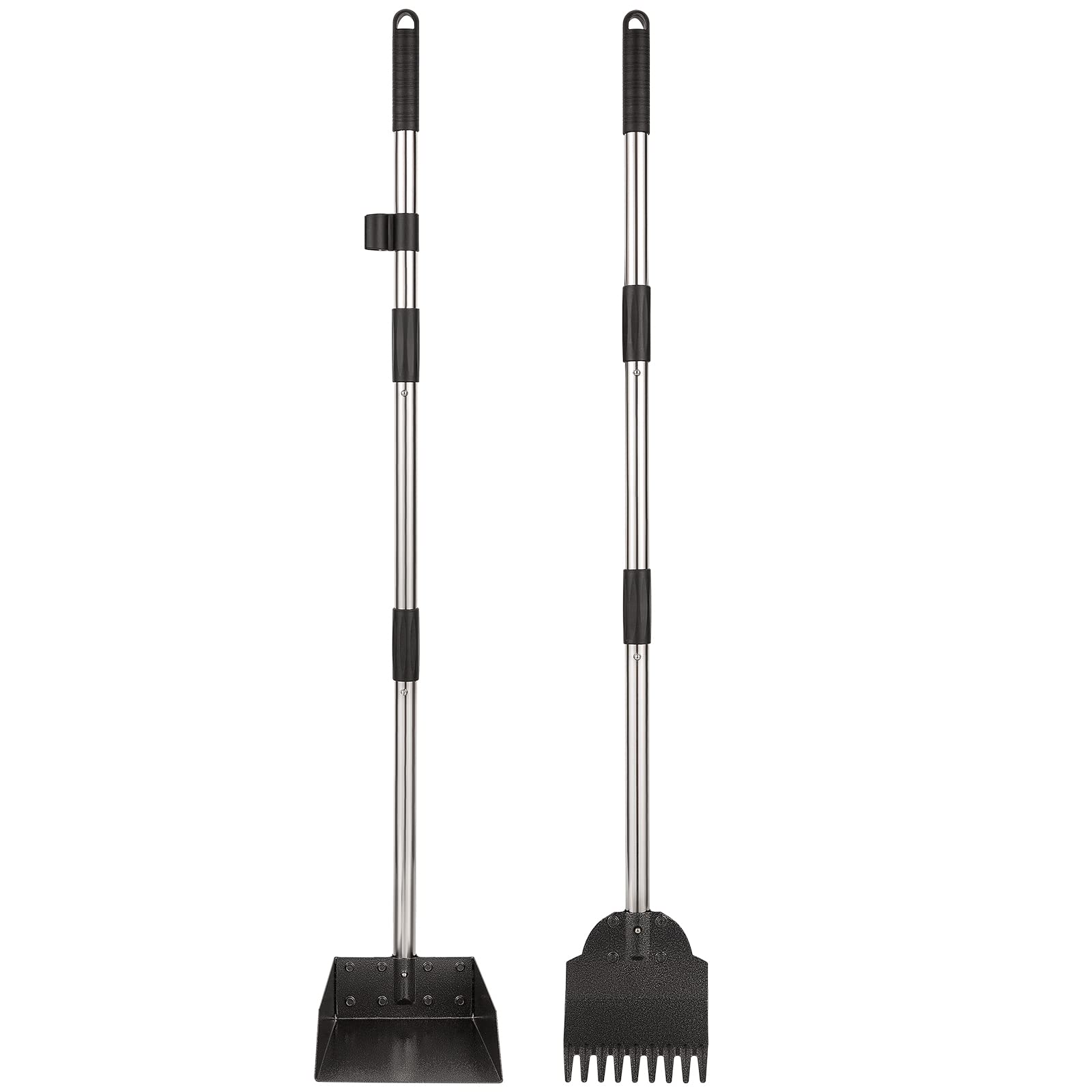 Yangbaga XL Dog Pooper Scooper, Adjustable Handle Bin with Rake Waste Removal Scoop - Upgraded Pet Poop Tray and Rake Set for Large Medium Small Dog…