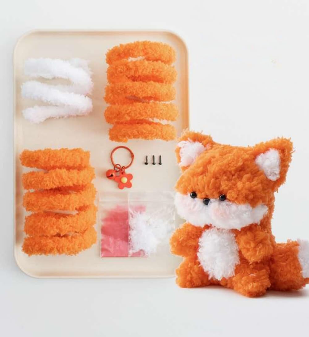 Pipe Cleaners Thick Chenille Stems DIY Craft Kit, Handmade Fuzzy Fox Backpack Keychain Pendant Making Supplies, Step-by-Step Tutorials for Adult Beginner Handcraft Decor Gifts