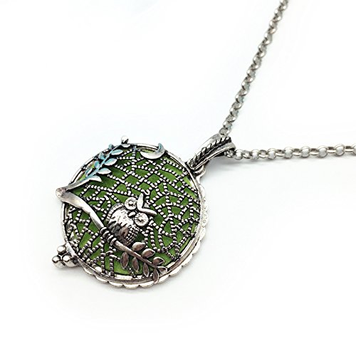 Fuller Joy — Colar com pingente de aroma de coruja de e difusor de óleo essencial com corrente, prat