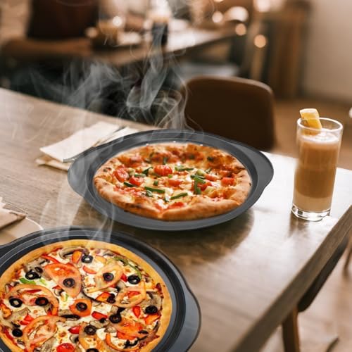RUILILANG Set of 2 Non-Stick 14 Inch Pizza Trays with Perforated Holes and Handles, Carbon Steel Pizza Oven Pan for Cooking and Baking - Image 6
