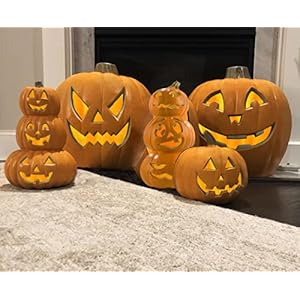 Jack O Lanterns Large Halloween Pumpkin Lanterns with Pre lit LED Bulbs Gaint IndoorOutdoor Light Up Pumpkins for Halloween Decoration in Garden Patio Front Door Decor