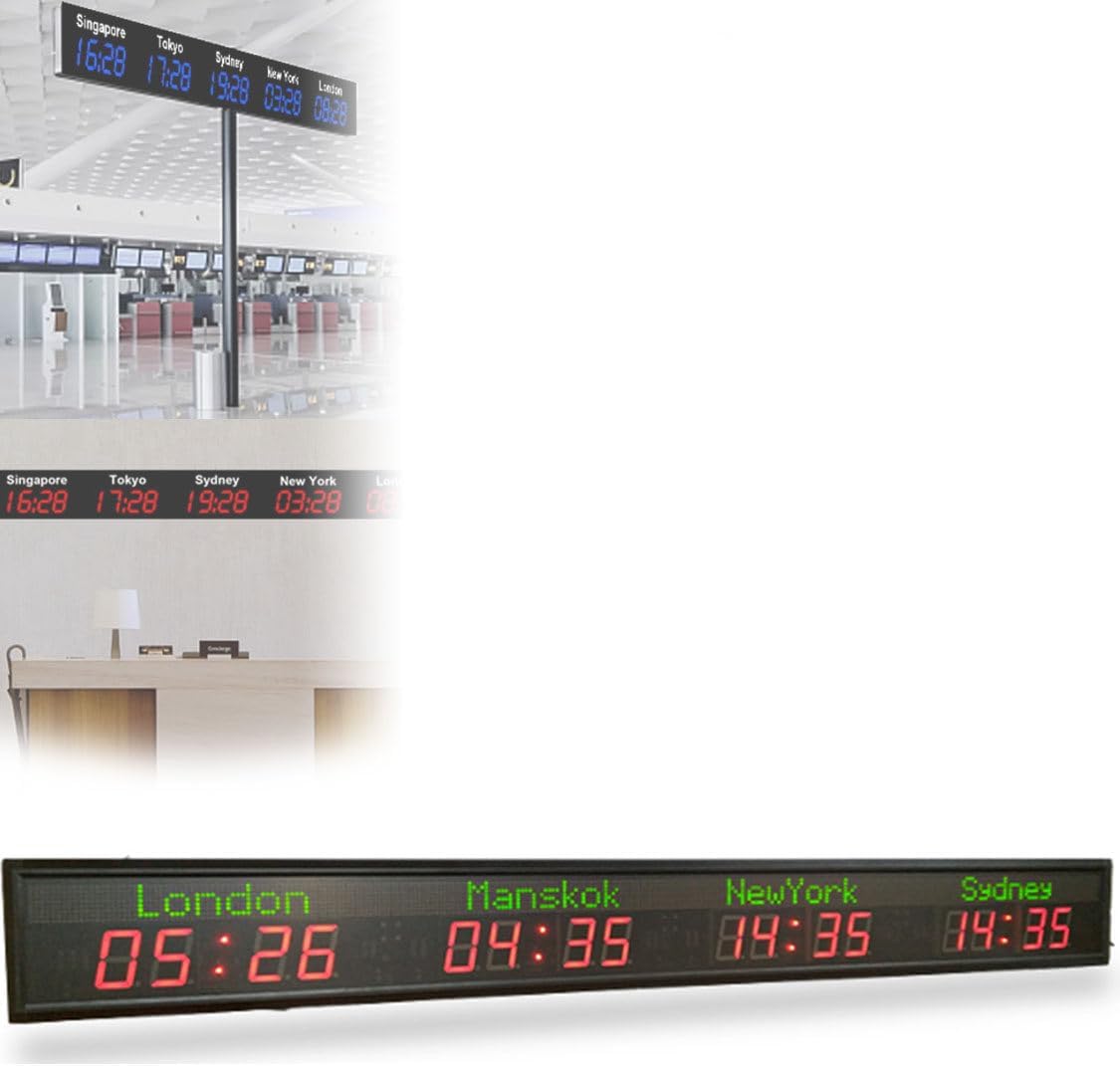 Amazon.com: Digital LED World Clock - 5 Time Zones, Wall Mounted ...