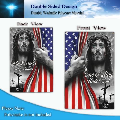 Ahbvjk One Nation Under God Jesus Flag 3X5 Ft American Flag With Jesus Christ Double-Sided Printing Christian Banners For Indoor/Outdoor Decorative #TOP1