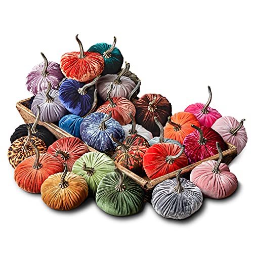 Wholesale Set of 24 Small Velvet Pumpkins, You Choose Colors, Wholesale Bulk Home Decor, Handmade Decor